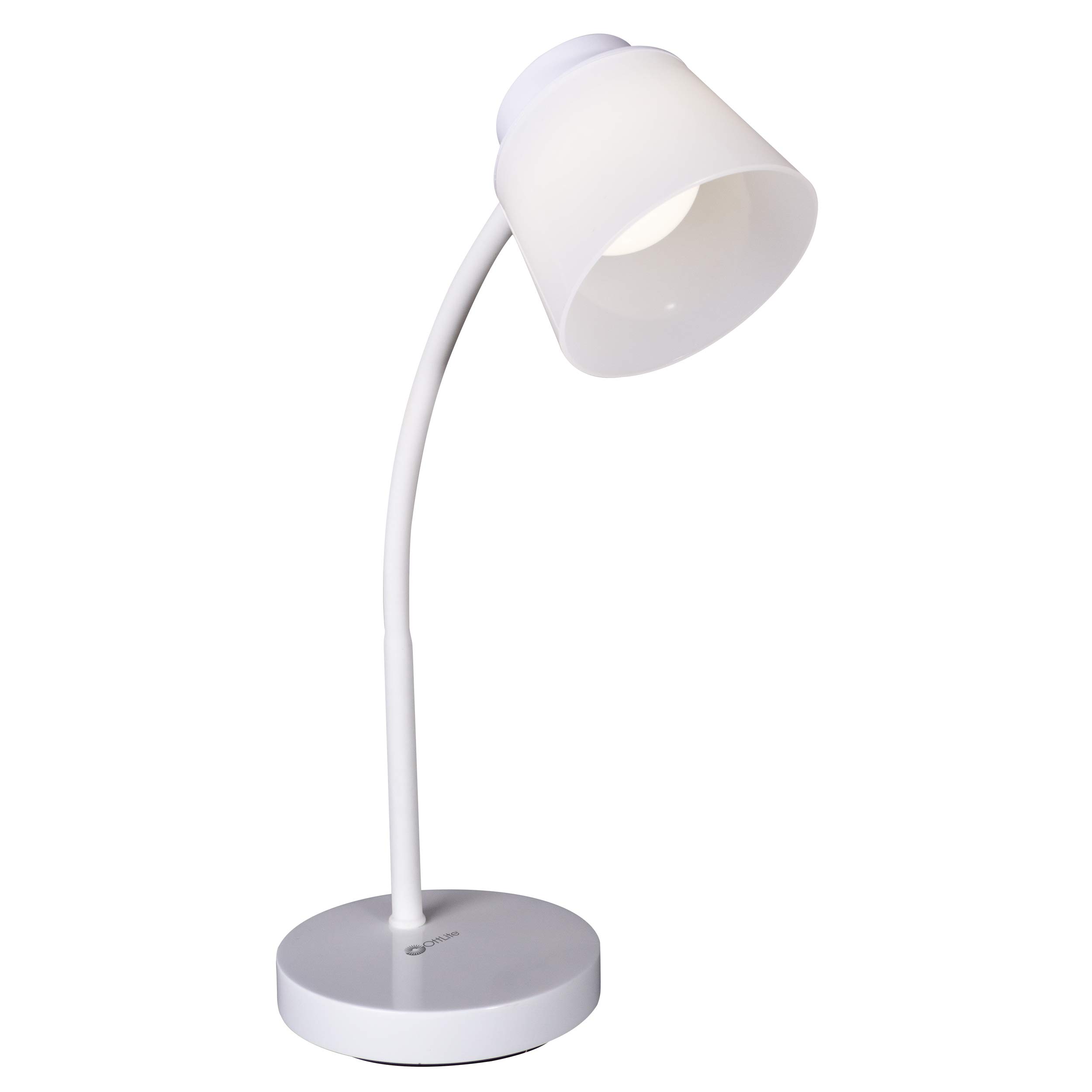 OttLite Clarify LED Desk Lamp - 4 Brightness Settings, Touch Activated Controls, Modern White Design, ClearSun LED, Flex